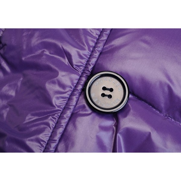 Moncler Moda Breve collare della pelliccia e cinturino Slim Viola Cappotti uscita